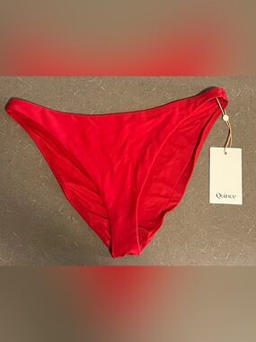 Quince Italian Low Rise Bikini Bottom Size Small Cherry Red NWT
